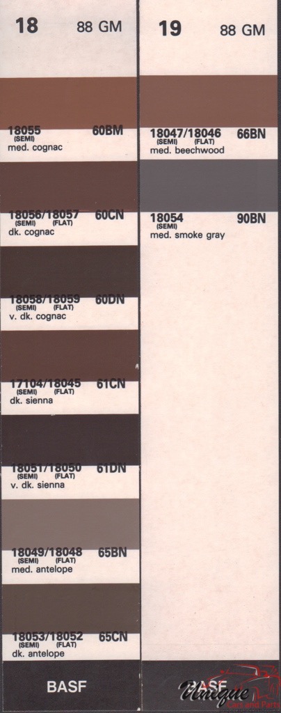 1988 General Motors Paint Charts RM 9